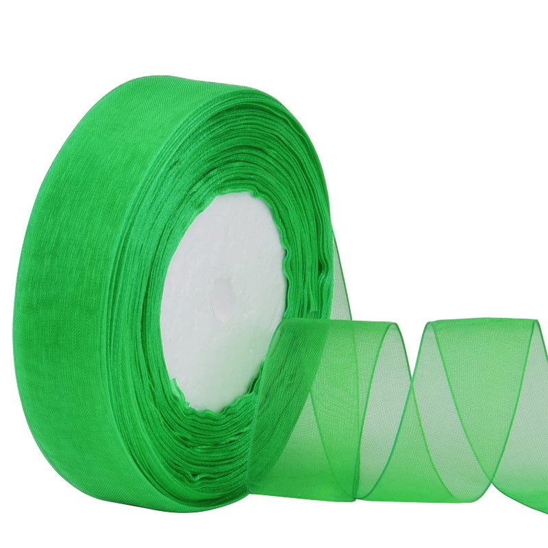 Hapeper 1 Inch Sheer Organza Chiffon Ribbon  50 Yards/Roll (Green) - Image 1